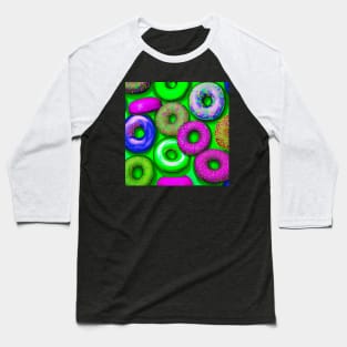 Colorful Donuts Green Baseball T-Shirt